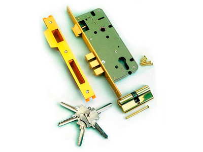 Замок врезной ARCHIE-LONGO L01-45-70 B с цилиндром кл/кл м.золото