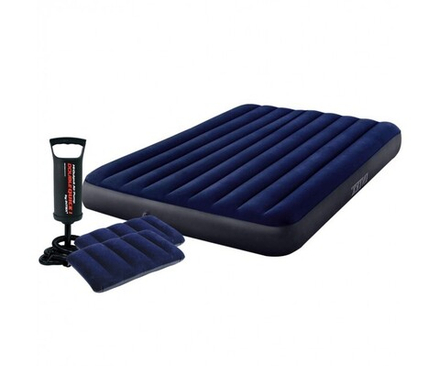 Кровать INTEX Classic Downy Fiber-Tech 152*203*25см с 2-мя подушками насос