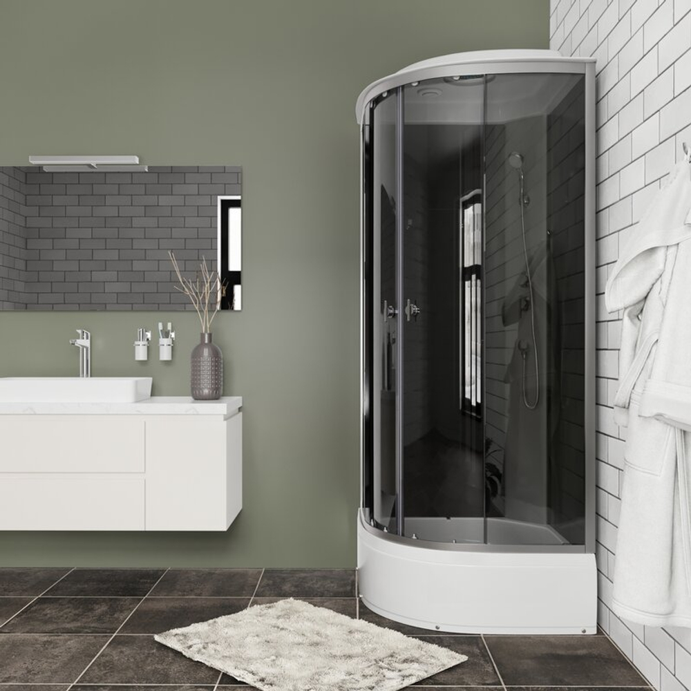 Душевая кабина Niagara Eco E80/26/TN (80х80х215) средний поддон(26см),стекло тонированное,4 места