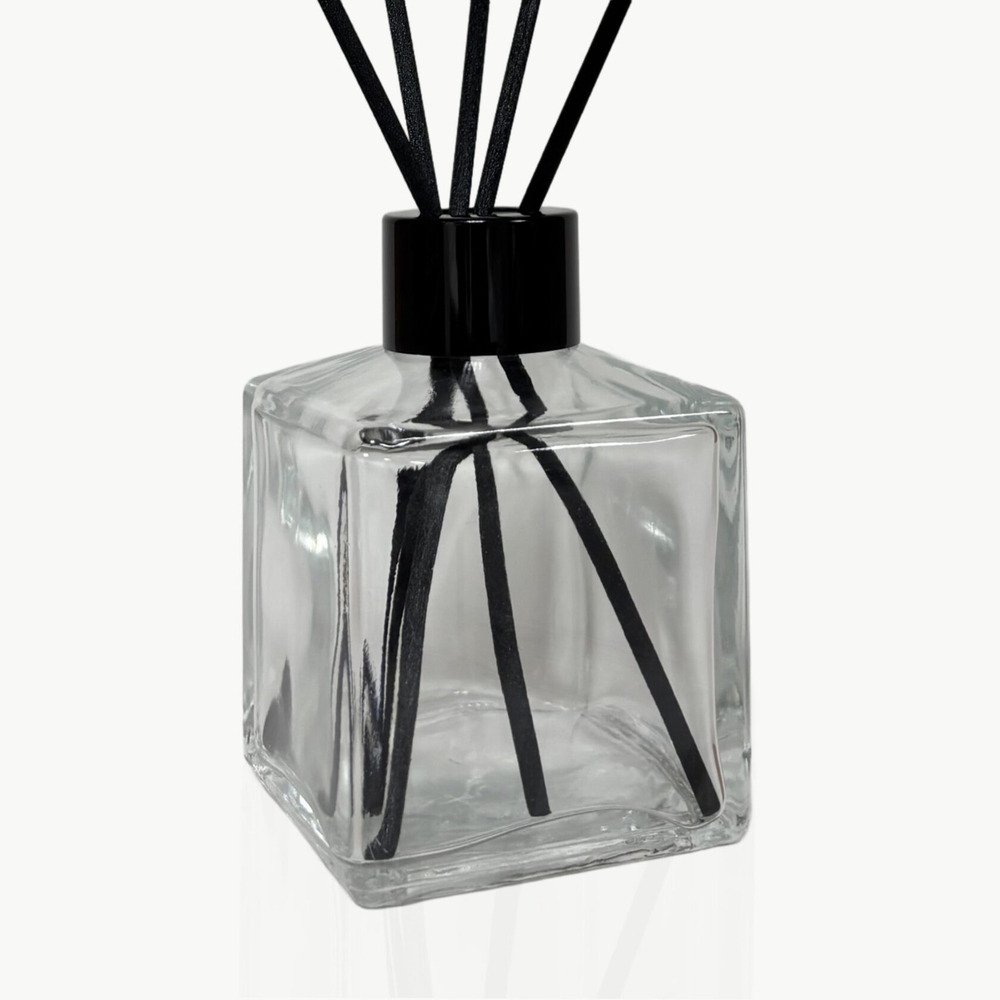 Комплект: Флакон для диффузора 100 (120) мл прозрачный куб + крышка и заглушка