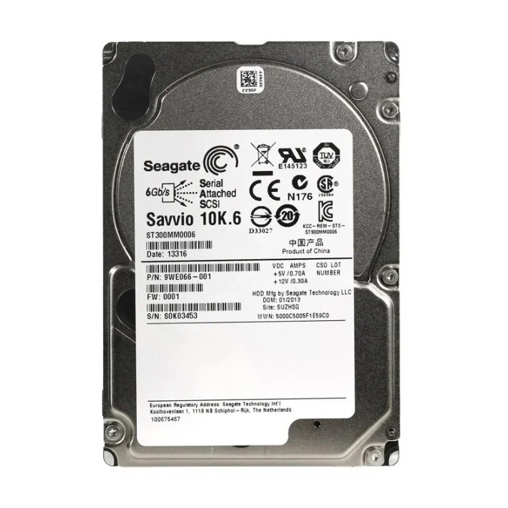 Жесткий диск HDD 2.5" 300Gb, SAS Seagate 10000rpm, 64Mb, Savvio 10K.6 (ST300MM0006)
