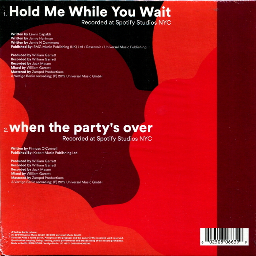 Lewis Capaldi / Hold Me While You Wait, When the Party's Over (7" Vinyl Single)
