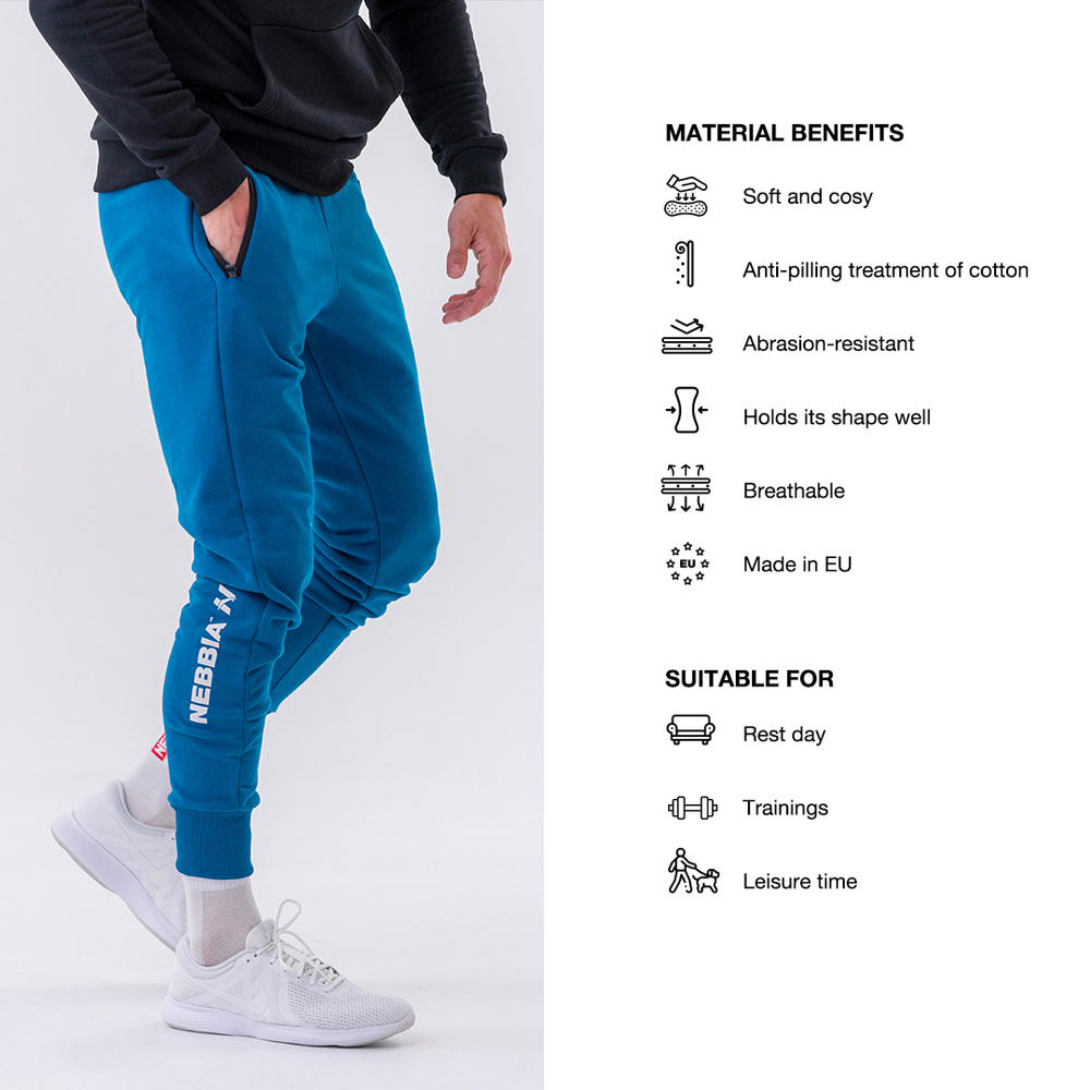 Брюки SLIM SWEATPANTS WITH ZIP POCKETS "RE-GAIN" 320 Синие