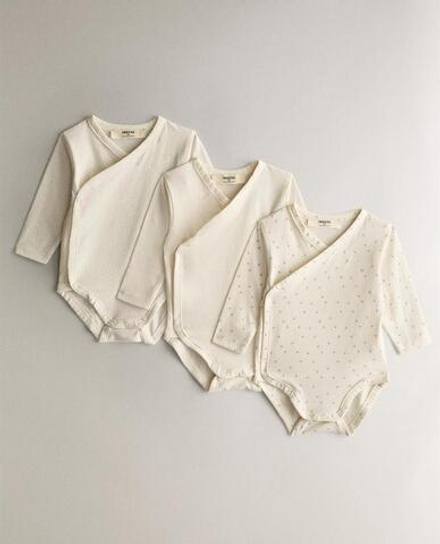 ZARA HOME НАБОР ДЕТСКИХ БОДИ С ПРИНТОМ, ЖЕЛТОВАТО-БЕЛЫЙ