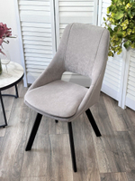 Стул М-City DISAUR Асп (Asp), поворотный на поворотный на 360 градусов, B22 Серый, Велюр, Черный каркас