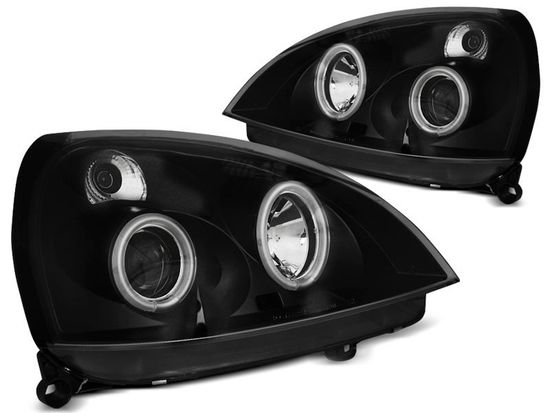 Передние фары Angel Eyes для Renault Clio II (01-05) CCFL Black