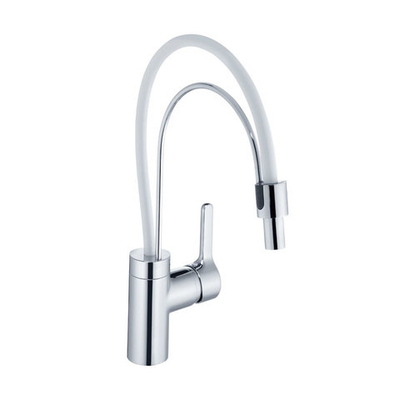 BINGO STAR однорычажный смеситель для кухни, белый выдвижной излив