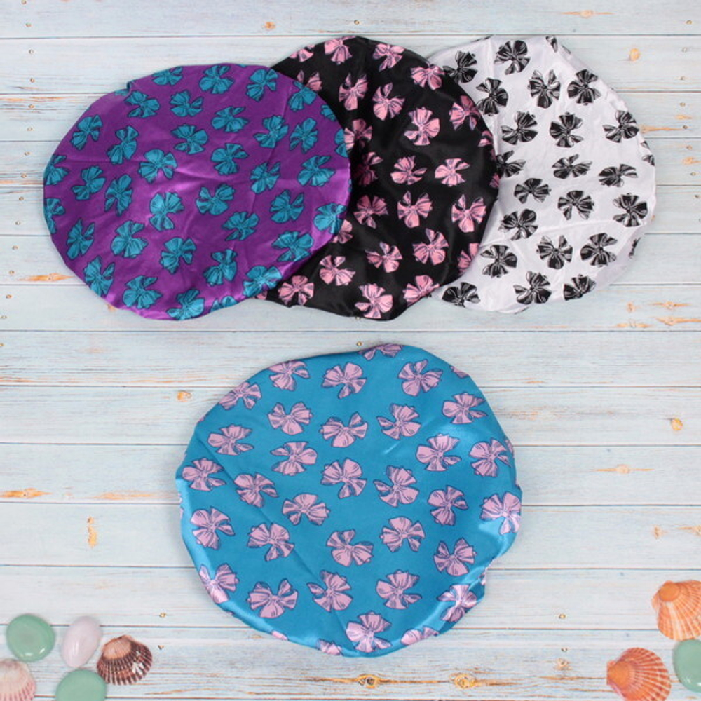 Шапочка для душа «Ультрамарин - Beauty Shop», микс 4 цвета, d-24 см (двухсторонняя, внутренний слой EVA)