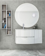 Мебель для ванной чаша слева Cezares VAGUE 104 Bianco lucido 44220+44222