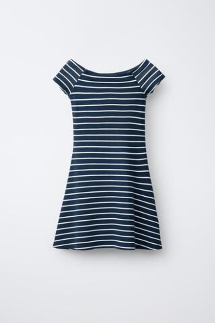 ZARA ПЛАТЬЕ ИЗ ТРИКОТАЖА «РОМА» С ПРИНТОМ, МОРСКОЙ СИНИЙ