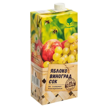 Сок натуральный Плодовое яблоко-виноград 1 л