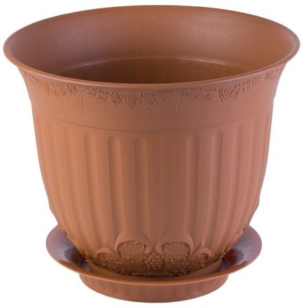 Горшок для цветов Европа пластиковый с поддоном 5,6л терракот