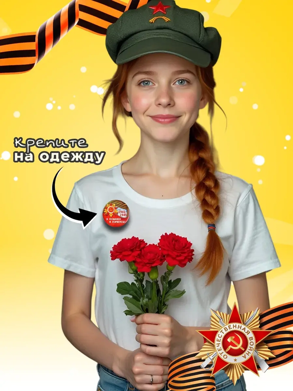 Значок 9 мая 10 шт 37 мм