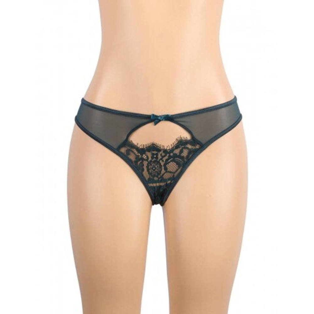 Пояс для чулок с ремешками и трусики Flower&bow, зеленые, XS-S