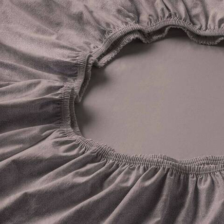 Велюровая простыня на резинке 100x200 Estella 800 kiesel серо-коричневая