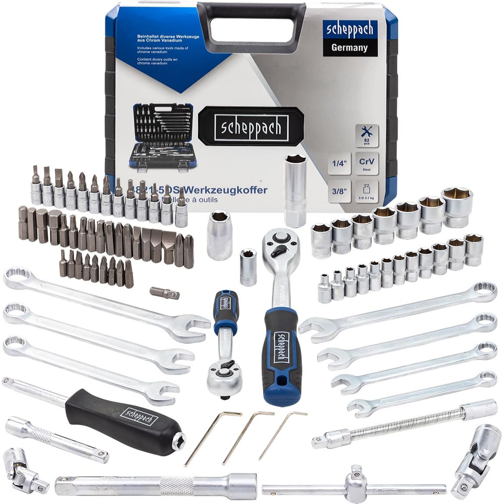 Набор инструментов Scheppach 1/4", 3/8", 82 предмета Sch-4821-5DS(60769)