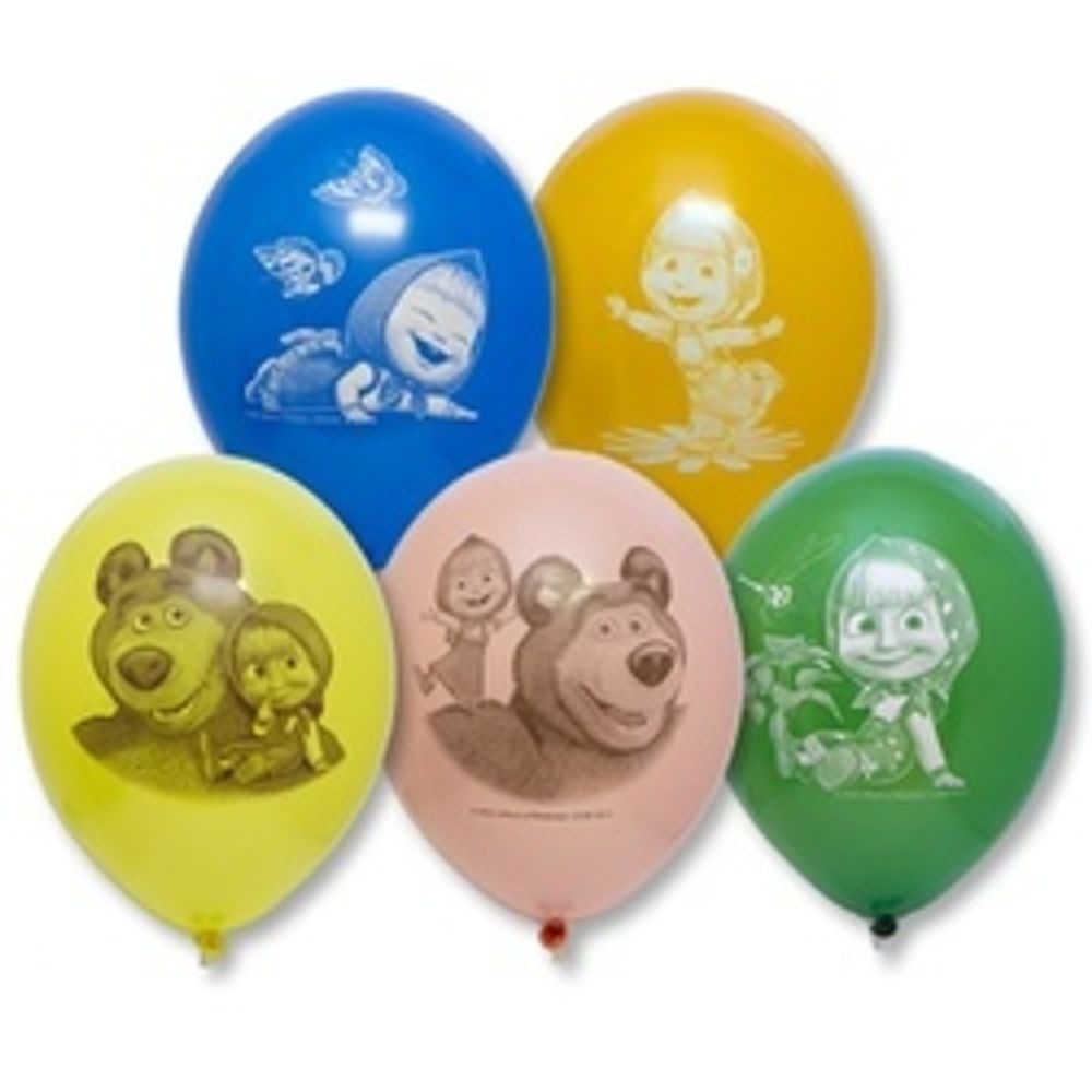 Шар (14"/36 см) Маша и Медведь 50 шт.