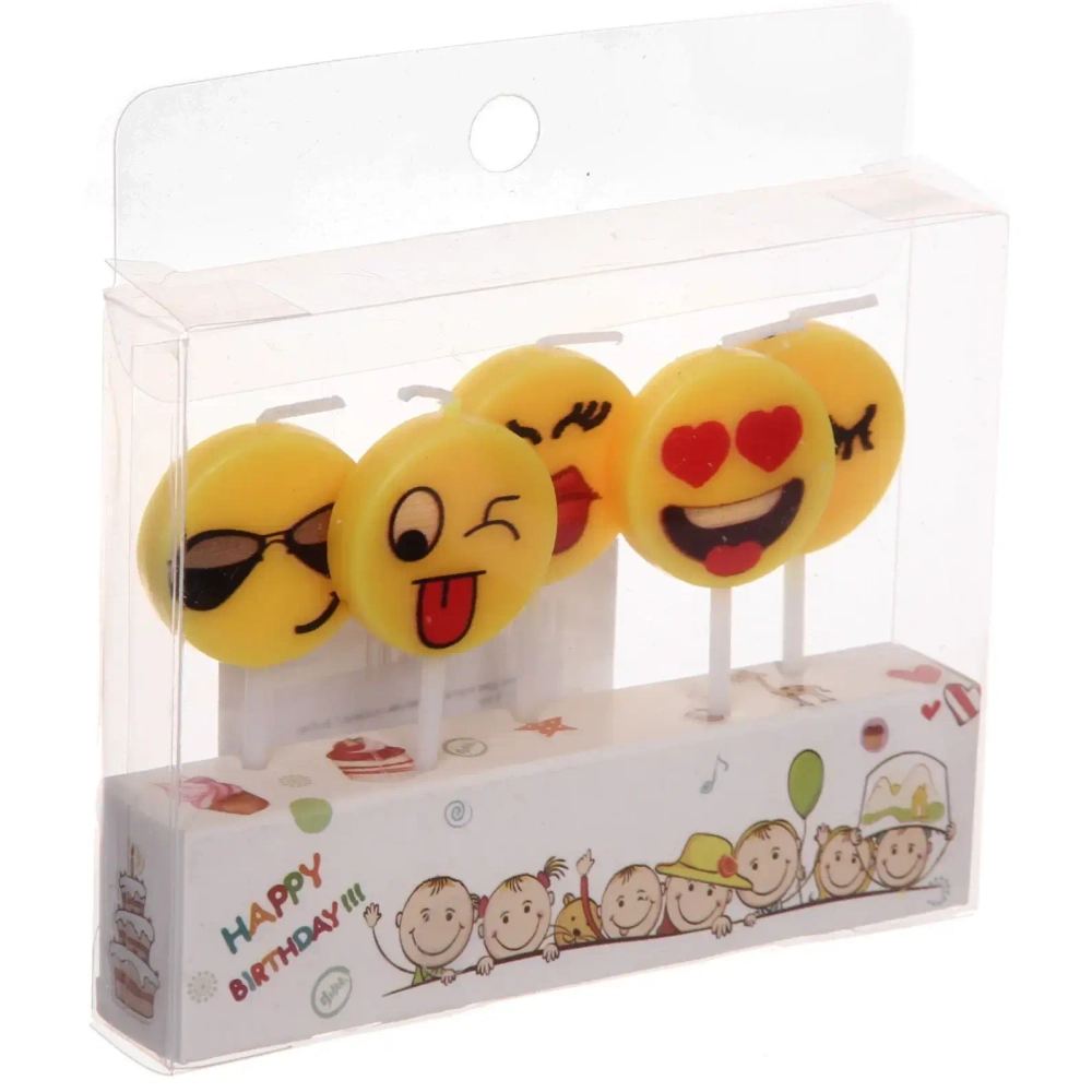 Свечи для торта «Веселый смайлик» (набор 5 шт) 8 см