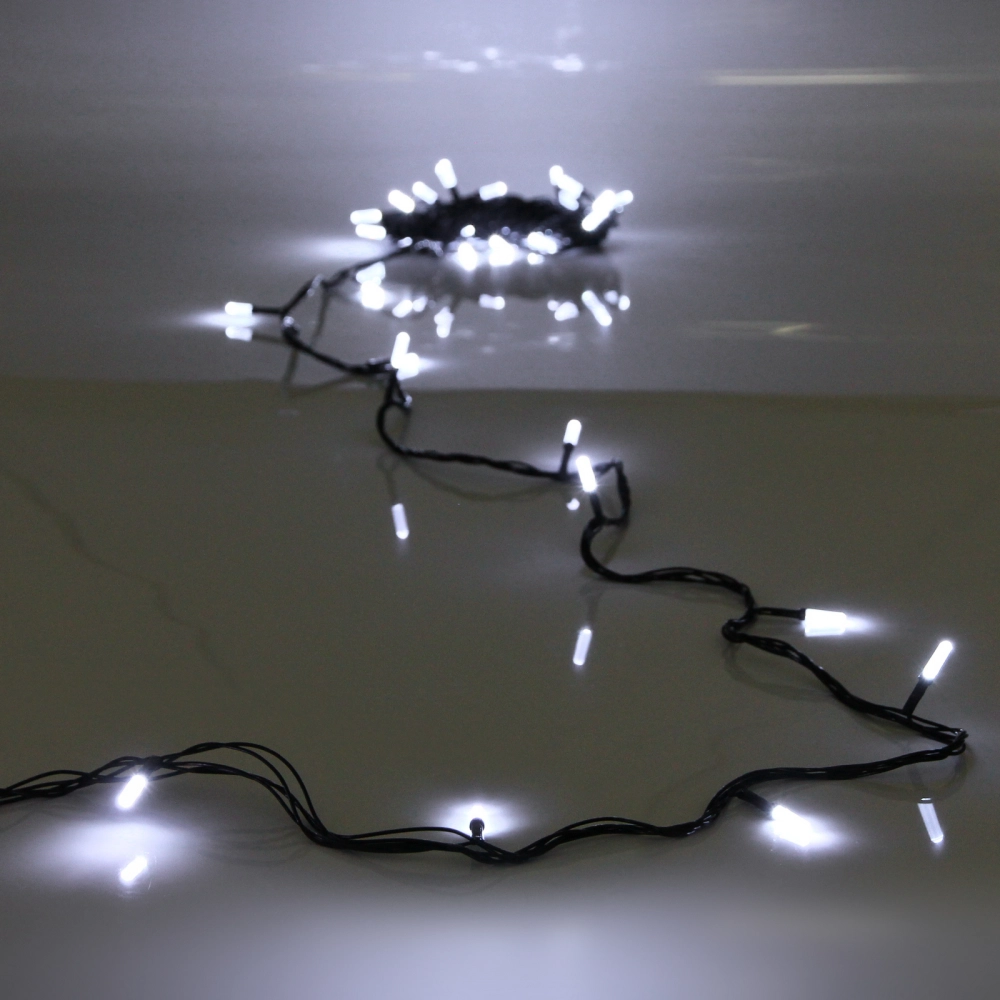 Гирлянда для дома «Кристаллы» 9,5 м 100 ламп LED черный пров., 8 реж.,IP-40, Белый (возможность соединения)