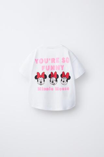 ZARA ФУТБОЛКА С БАНТАМИ КРЮЧКОМ И MINNIE MOUSE © DISNEY, БЕЛЫЙ