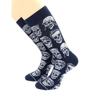 Носки с принтом "Черепа" темно-синие Hobby Line