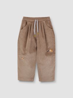 Широкие брюки капучино с вышивкой СОБАЧКИ