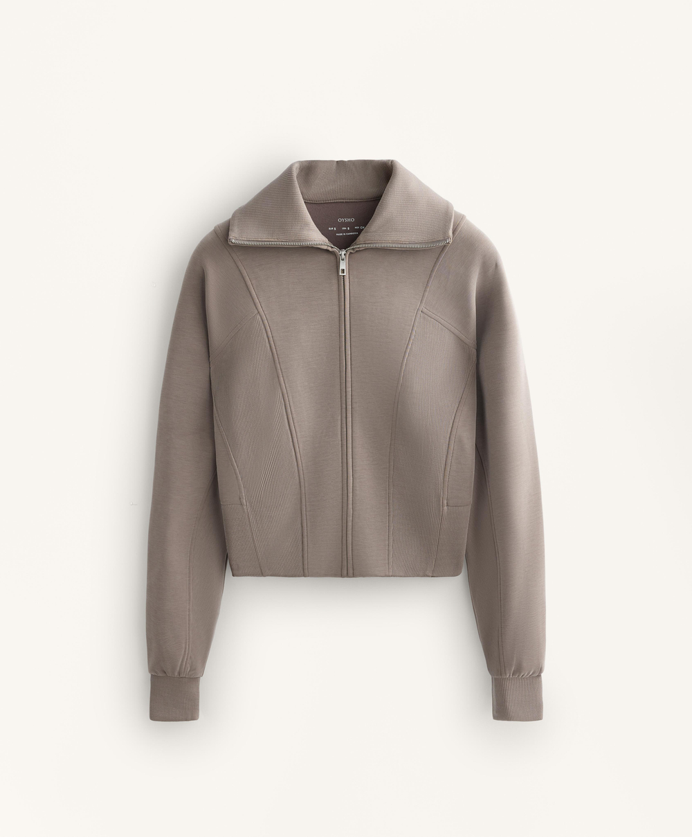 Oysho Куртка с высоким воротником, серовато-коричневый