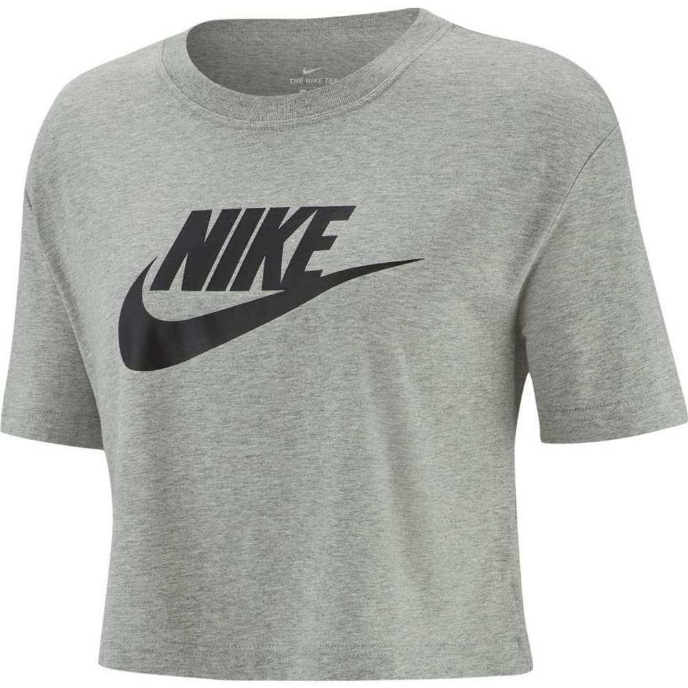 Женская теннисная футболка Nike Sportswear Essential Crop Icon W - dark grey heather/black