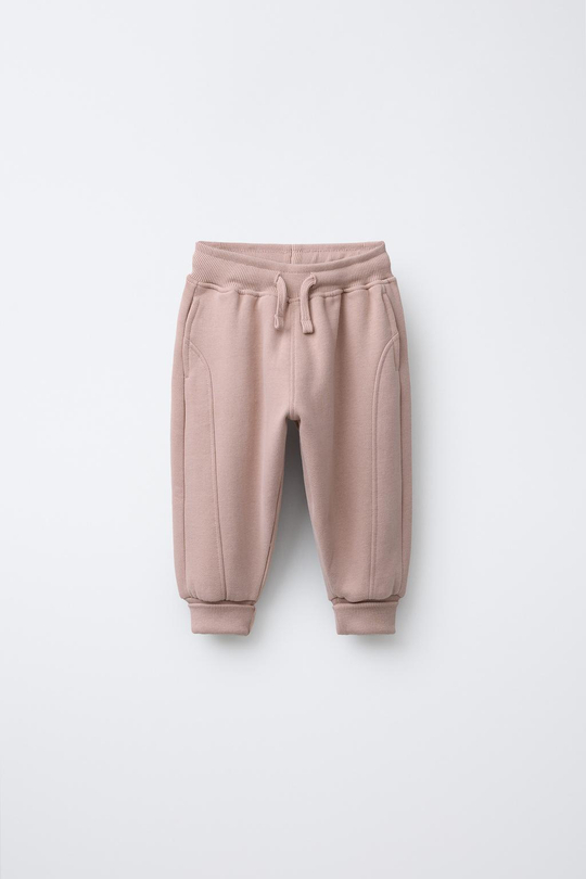 ZARA БРЮКИ-ДЖОГГЕРЫ С ЛОГОТИПОМ, БЛЕДНО-РОЗОВЫЙ