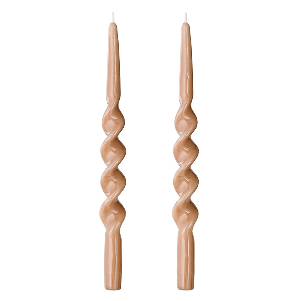 Набор из двух свечей светло-коричневого цвета из коллекции Essential, 35 см