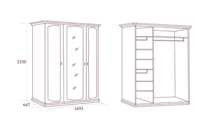 ЛУИДЖИ Шкаф для одежды 3-х дв.