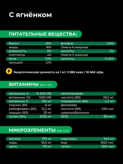 Корм для Американский эскимосский шпиц, ягненок 12 кг