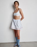 Лиф из хлопка Гуччи в полоску голубой/белый