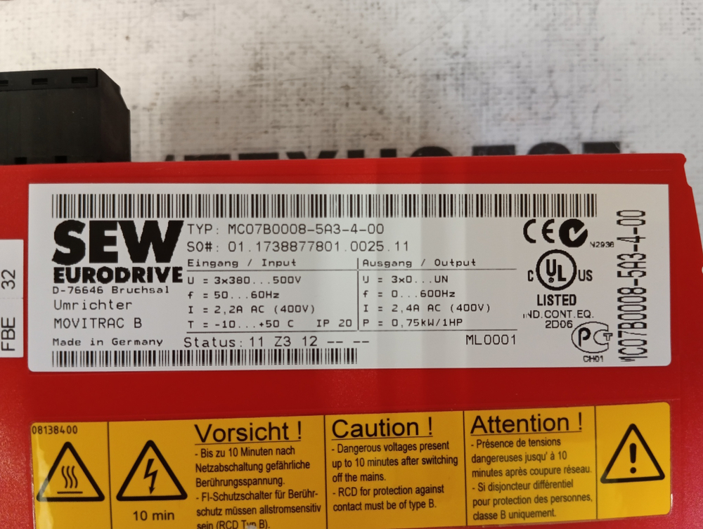 SEW Eurodrive Movitrac MC07B0008-5A3-4-00 с хранения