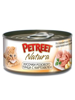 Консервы для кошек кусочки розового тунца с картофелем 70 г, Petreet