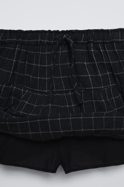 ZARA ЮБКА-ШОРТЫ В КЛЕТКУ С ВОЛАНАМИ, АНТРАЦИТОВО-СЕРЫЙ
