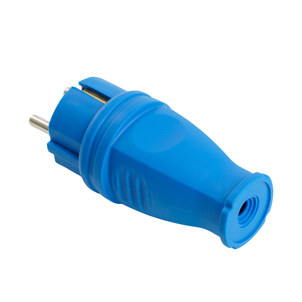 Вилка прямая с/з, STEKKER, RPG16-21-441 , каучук 250В, 16A, IP44, синий 39161