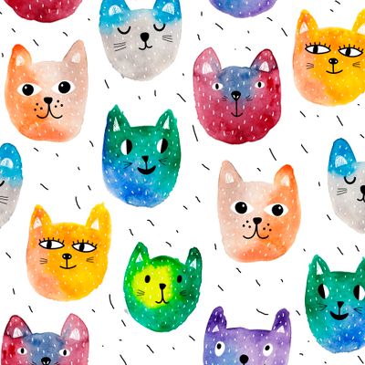 Коты акварельные