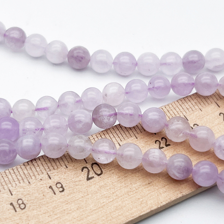 Аметист лавандовый бусины, диаметр 6,2-6,5 мм, цена за 15-16 шт (1/4 нити)