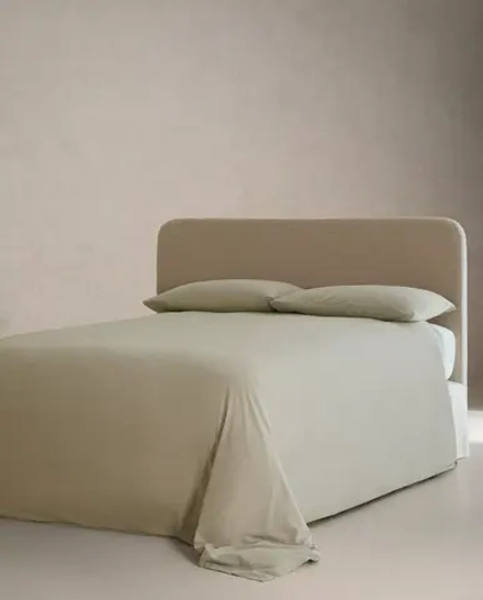 ZARA HOME ПОДОДЕЯЛЬНИК ИЗ ЖАТОГО СИТЦА В ПОЛОСКУ , ЗЕЛЕНЫЙ