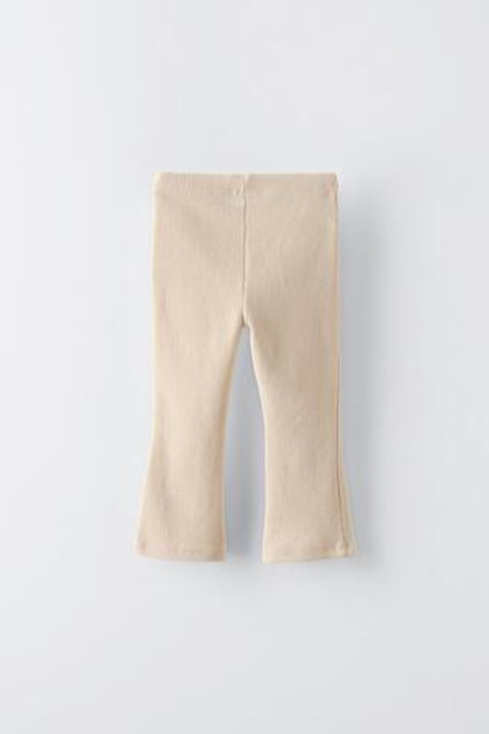ZARA ЛЕГИНСЫ FLARE ИЗ ТКАНИ ОТТОМАН, ЭКРЮ