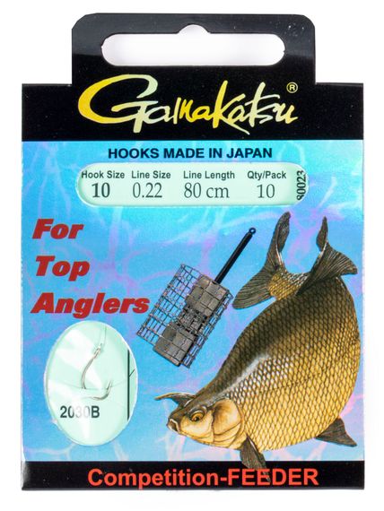 Крючки с поводком Gamakatsu BOOKLET FEEDER STR 2030B разм. 10-0.22мм 80см 10шт.