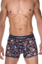 Мужские трусы-боксеры с принтом в виде черепов и перьев (Размер: XL) (Цвет: темно-синий)
