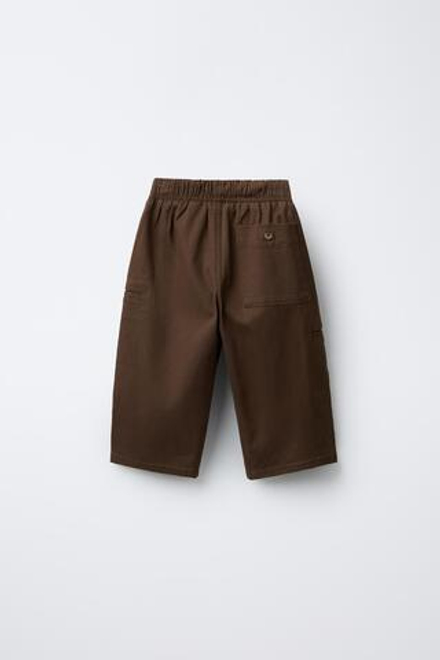 ZARA БРЮКИ ИЗ МЯГКОЙ ТКАНИ С КАРМАНАМИ, КОРИЧНЕВЫЙ