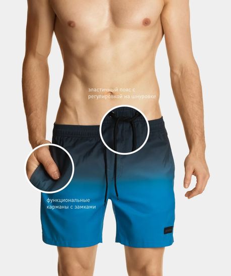 Пляжные шорты мужские Atlantic KMB-210, темно-синие