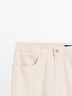 Massimo Dutti Брюки прямого кроя со средней посадкой, кремовый