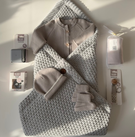 Конверт-плед 2в1 вязаный демисезон серый