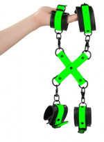 Люминесцентные наручи и поножи с крестовой фиксацией (Цвет: зеленый с черным)