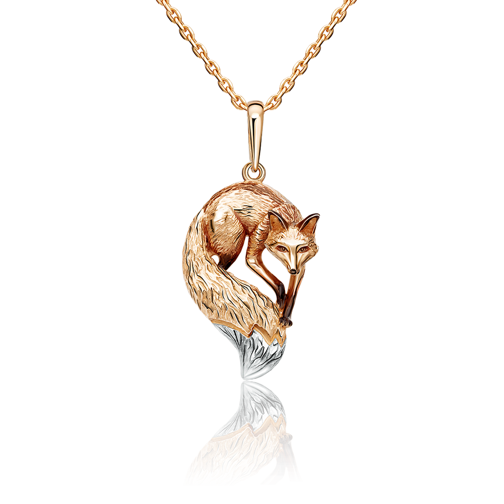 Подвеска «Лиса» из красного золота c эмалью Артикул: 03-2965-00-000-1110-25