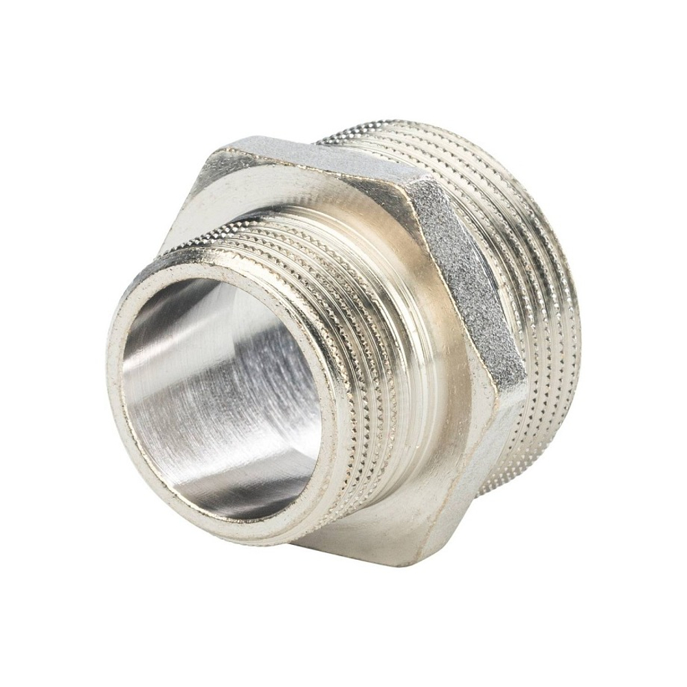 Ниппель редукционный STOUT SFT 0004 - 1"1/4 x 1" (для стальных труб, латунь никелированная)